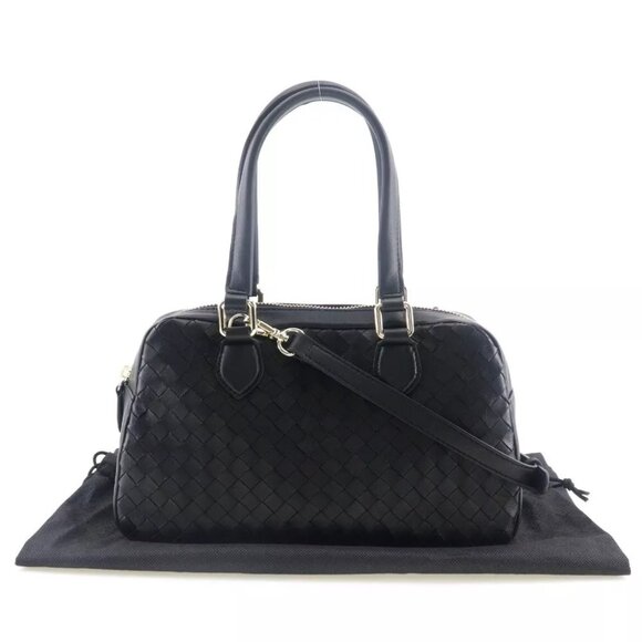 Pua Moena 2WAYShoulder Handbag Mesh design black leather Women - Picture 1 of 11